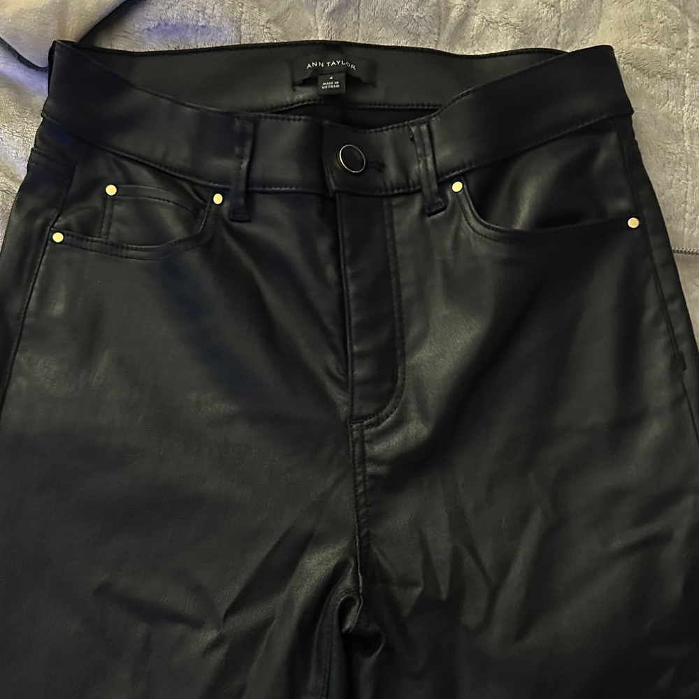 Ann Taylor Black Faux Leather Trousers